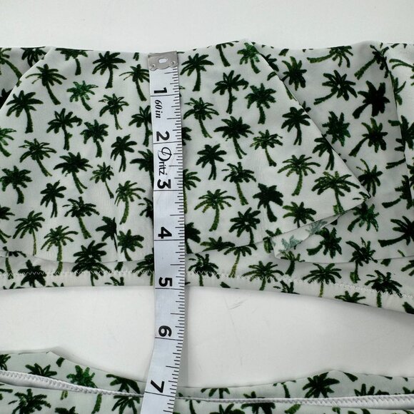 Milly Cabana Palm Print Bikini Set - M - Ruffled Top & Bottom - Green & White - Picture 7 of 9